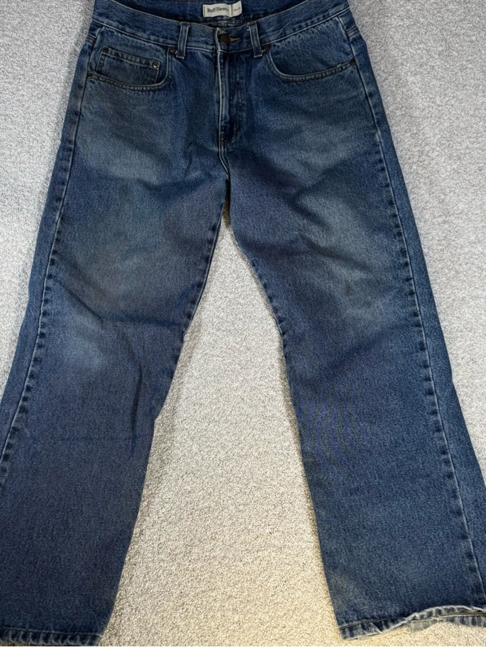 Vintage Ruff Hewn Mens Relaxed Fit Denim Blue Jeans Size 34x30